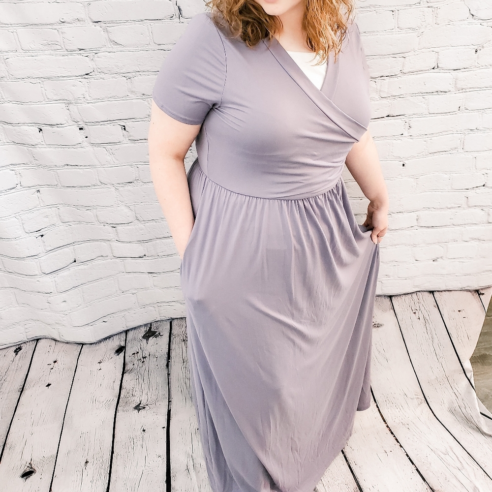 Reborn J plus size wrap maxi dress
